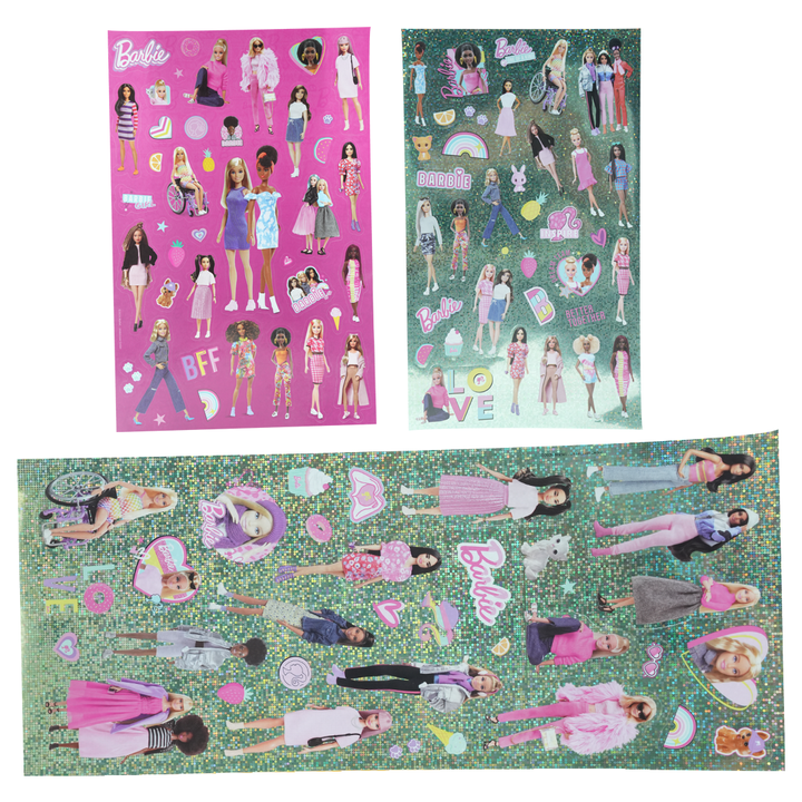 Barbie Super Sticker Set – Over 500 Reusable Stickers with Dolls, Fashion Outfits & Accessories | Includes 100+ Laser Stickers | Creative Dress-Up Activity for Girls Ages 3+ | Official Mattel Barbie Craft Kit