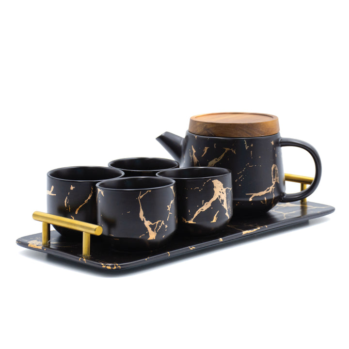 Black and Gold Ceramic Tea Set