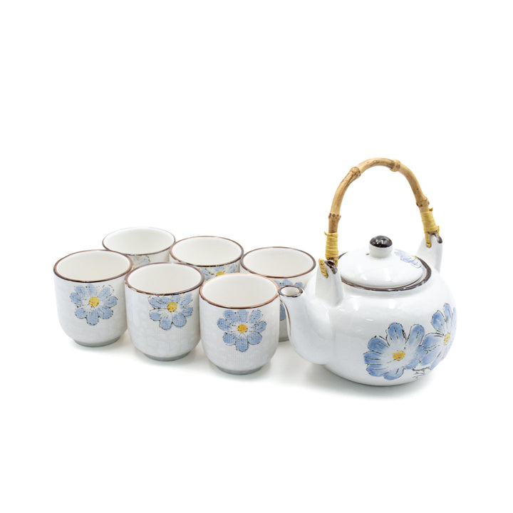 Porcelain Tea Set with Decorative Cups Blue