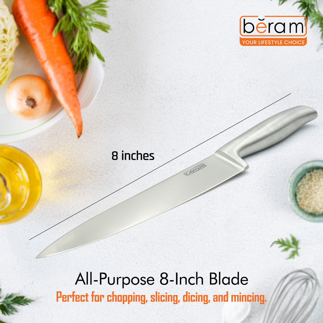 BERAM 8 Inch Professional Chef Knife with SS430 Handle 3CR13 Stainless Steel Blade  Precision Kitchen Knife for Chopping Slicing Mincing Cutting Professional Durable Elegant Design Cooking Essential
