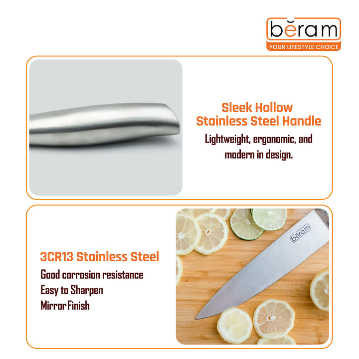 BERAM 8 Inch Professional Chef Knife with SS430 Handle 3CR13 Stainless Steel Blade  Precision Kitchen Knife for Chopping Slicing Mincing Cutting Professional Durable Elegant Design Cooking Essential
