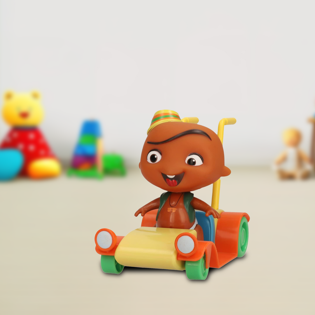 Toy Plus Mini Beat Power Rockers Carlos Rolling Rocker – Interactive Drummer Baby Doll with Sound, Head Movement & Rolling Vehicle – Official Discovery Kids Collectible – Musical Pop‑and‑Play Action Figure for Ages 3+