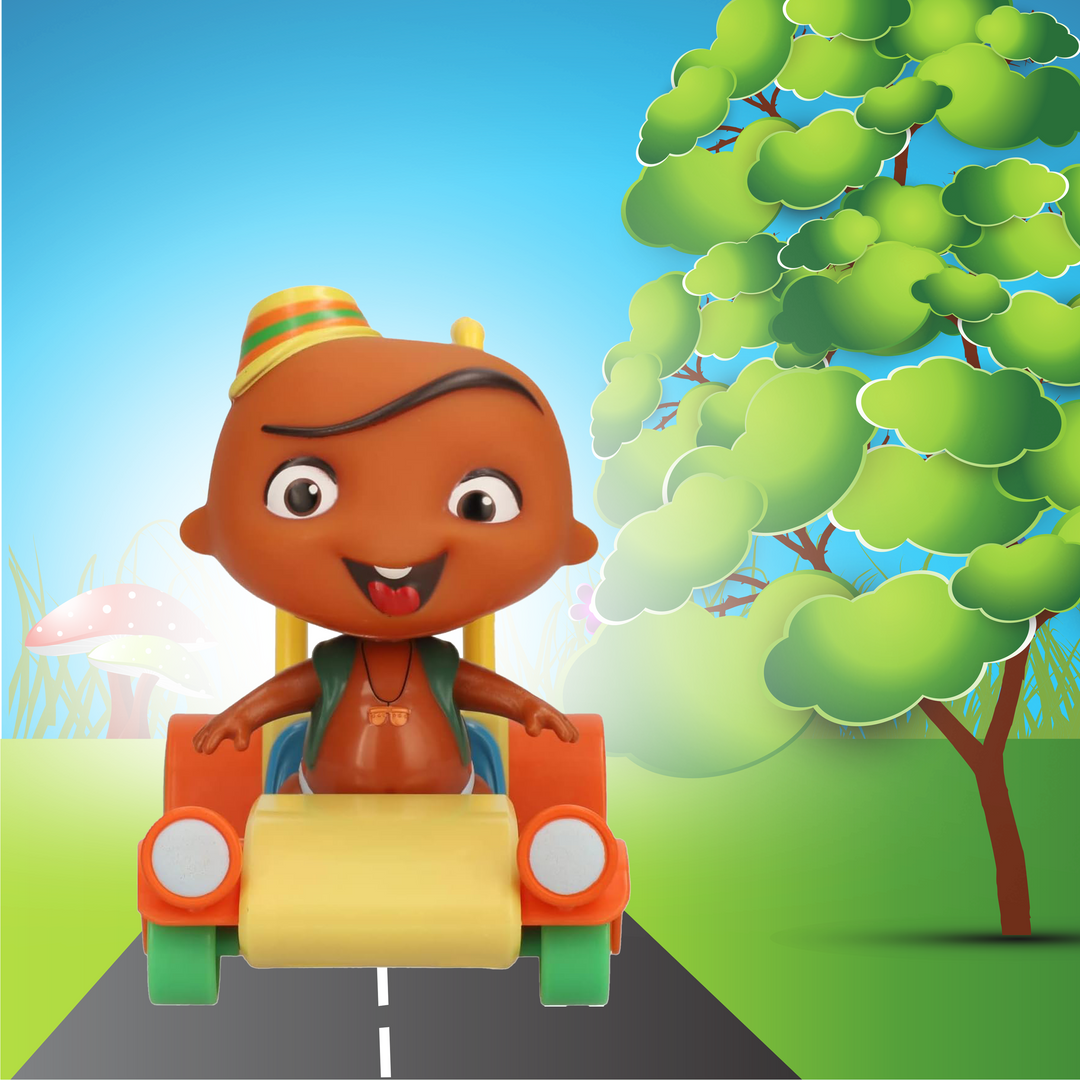 Toy Plus Mini Beat Power Rockers Carlos Rolling Rocker – Interactive Drummer Baby Doll with Sound, Head Movement & Rolling Vehicle – Official Discovery Kids Collectible – Musical Pop‑and‑Play Action Figure for Ages 3+