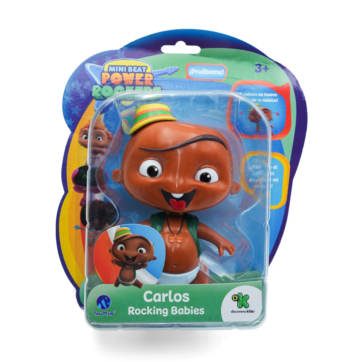 Toy Plus Mini Beat Power Rockers Carlos Rocking Babies – Musical Action Baby Doll with Sound and Head Movement – Official Discovery Kids Collectible – Latin Drummer Character Figure – For Ages 3+ – Bright Colors, Interactive Fun & Rhythm Play Toy