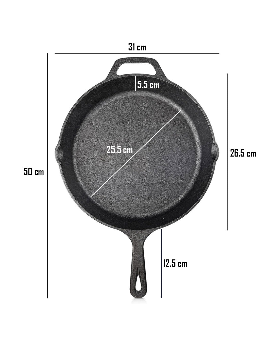 Utopia Kitchen Saute Fry Pan - Chefs Pan, Pre-Seasoned Cast Iron Skillet - Frying Pan 12.5 Inch - Safe Grill Cookware for Indoor & Outdoor Use - Cast Iron Pan - Cooking Gifts for Men & Women (Black)