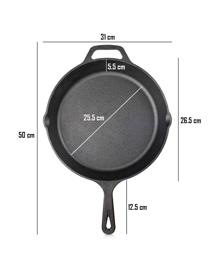 Utopia Kitchen Saute Fry Pan - Chefs Pan, Pre-Seasoned Cast Iron Skillet - Frying Pan 12.5 Inch - Safe Grill Cookware for Indoor & Outdoor Use - Cast Iron Pan - Cooking Gifts for Men & Women (Black)