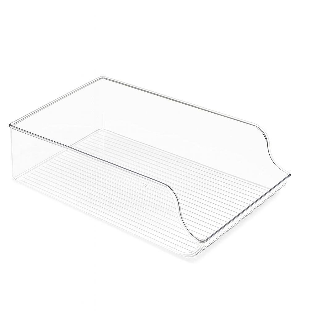 Beram Refrigerator Beverage & Can Holder Transparent Storage Box Drink Holder Clear PET Fridge Organizer Rack for Bottles Rectangular Kitchen Pantry Bin Freezer Container BPA-Free Multipurpose Box