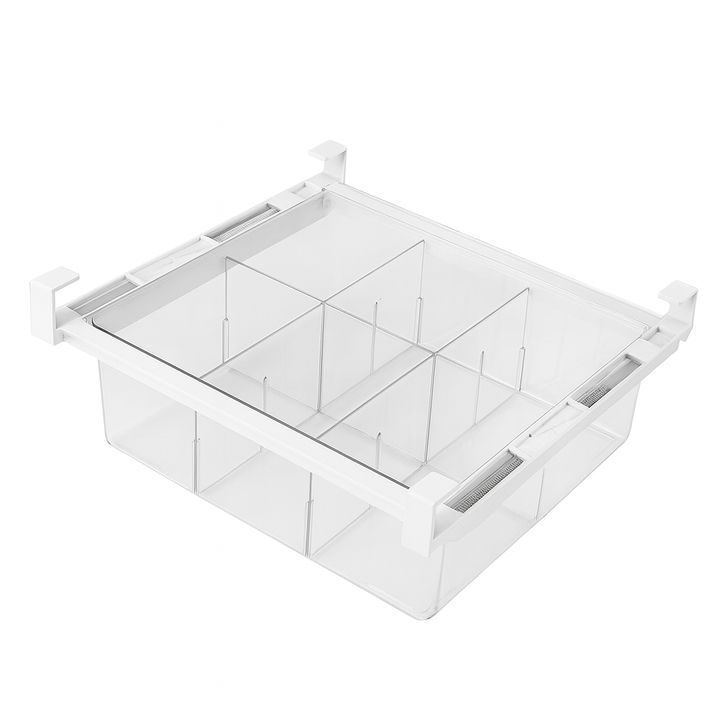 Beram Pull-Out Refrigerator Drawer Extendable Organizer Box Rectangular Fridge Under Shelf Organizer Bin PET ABS Iron Sliding Storage Box for Cheese Deli Meat Drinks Fruits & Vegetables