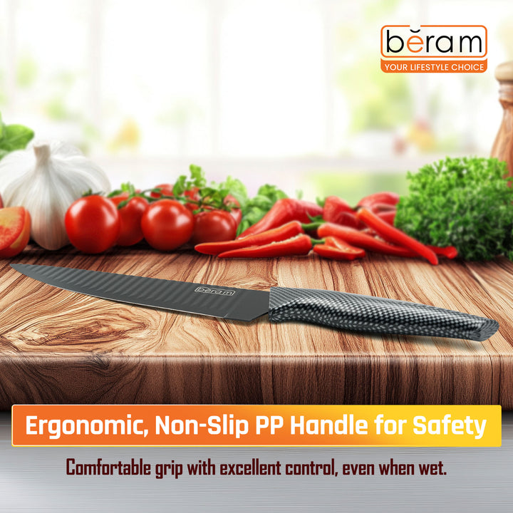 BERAM 8 Inch Chef Knife Non Stick with PolyProplyene Handle 3CR13Stainless Steel Blade Ergonomic Durable for Effortless Chopping Slicing Mincing Kitchen Essential Cooking Tool