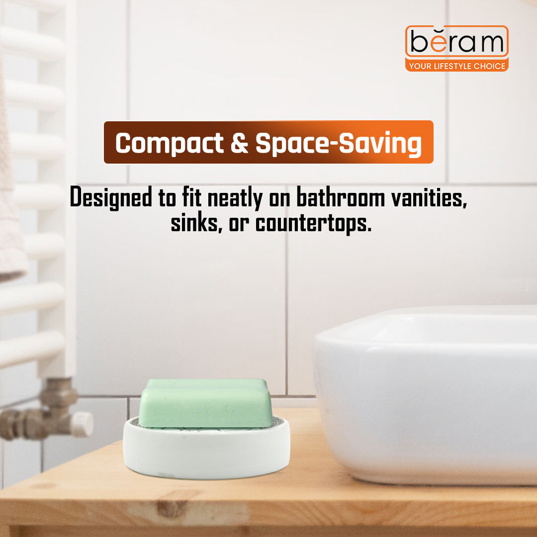 Beram 4Pcs Ceramic Bathroom and Kitchen Accessory Set Elegant Floral Embossed Design Toileteries with Soap Dispenser Tumbler/Toothbrush holder & Soap Dish White & Black Flower design (4 Pieces Set)