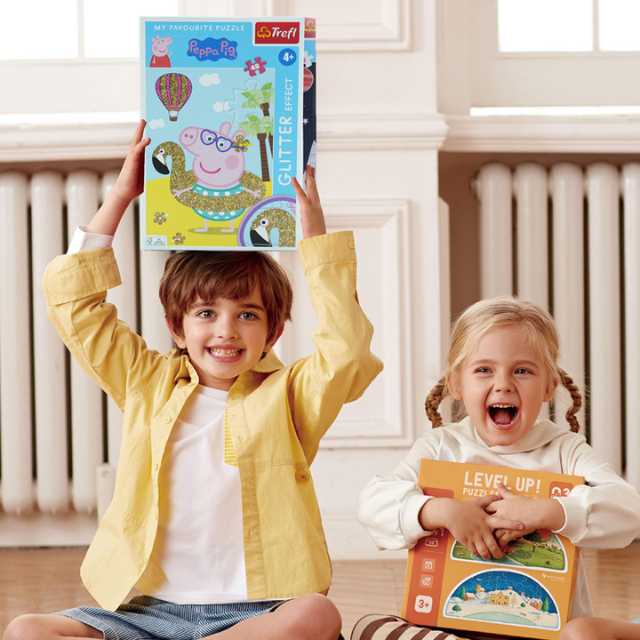 Trefl Peppa Pig Glitter Effect Puzzle – 48-Piece Jigsaw Puzzle for Kids 4+, Features Sparkling Glitter Design, Enhances Cognitive Skills and Hand-Eye Coordination, Durable and Fun Educational Toy