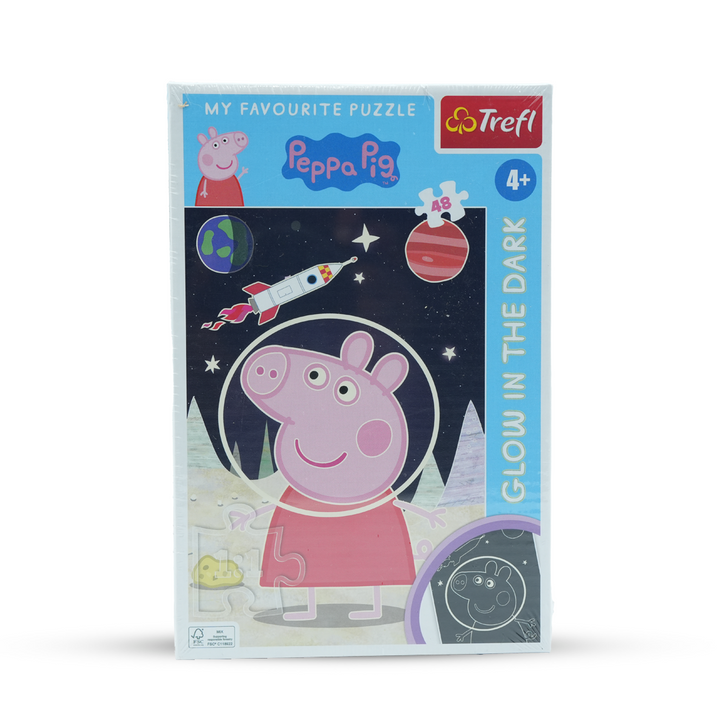 Trefl Peppa Pig Glow in the Dark Puzzle – 48-Piece Jigsaw Puzzle for Kids 4+, Features Glow-in-the-Dark Elements, Enhances Cognitive Skills and Hand-Eye Coordination, Durable and Engaging Educational Toy