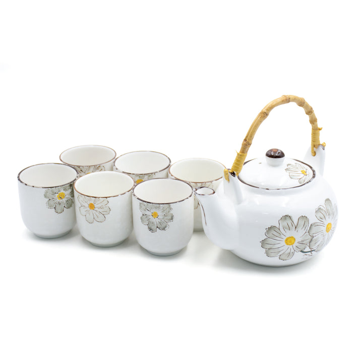 Porcelain Tea Set with Decorative Cups Grey