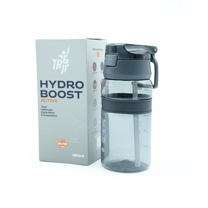 TR6 Hydro Boost Active  Water Bottle| Transparent Tritan |BPA- Free| Push-Lid with Straw | Leak-Proof, Lightweight, Shatter-Resistant