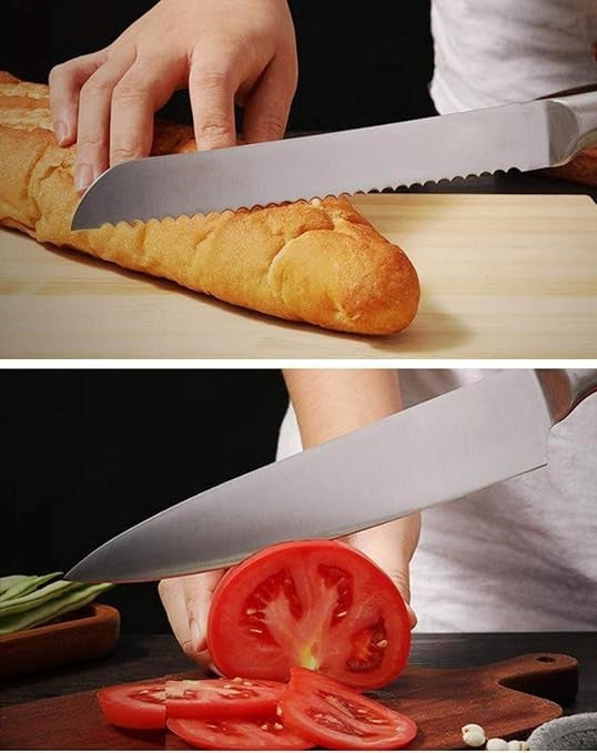 8 Pieces Kitchen Knife & Utensil Set with Steel Handles