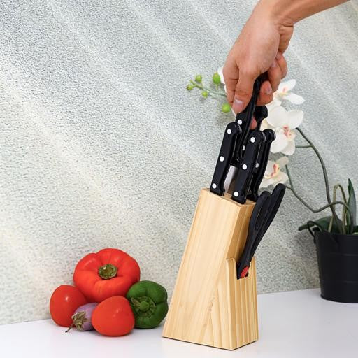 7 Pieces Wooden Block Knife Set