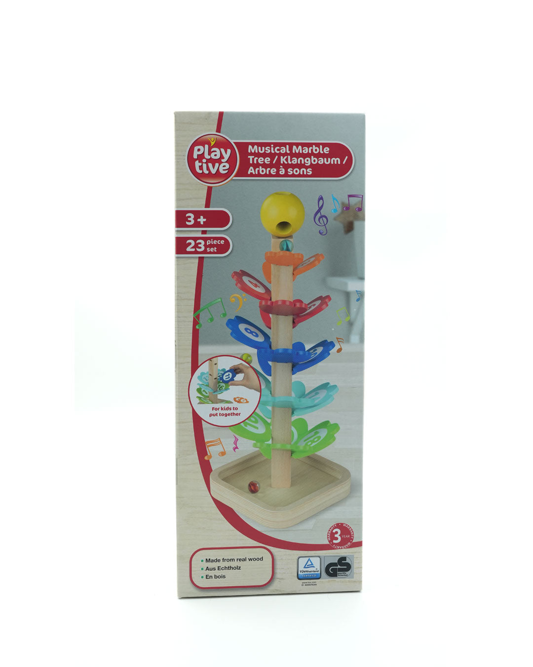Playtive Musical Marble Tree – 23-Piece Wooden Sound Tree Toy for Kids Ages 3+ | Interactive Klangbaum with Colorful Leaves & Melodic Sound | STEM Learning Montessori Toy | Real Wood Construction | Easy Assembly | TÜV Certified | Fun & Educational