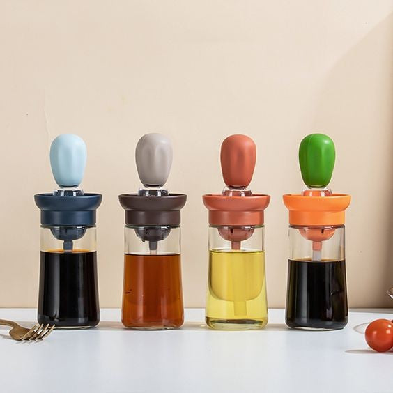 Oil Dispenser Bottle with Basting Brush | Set of 4
