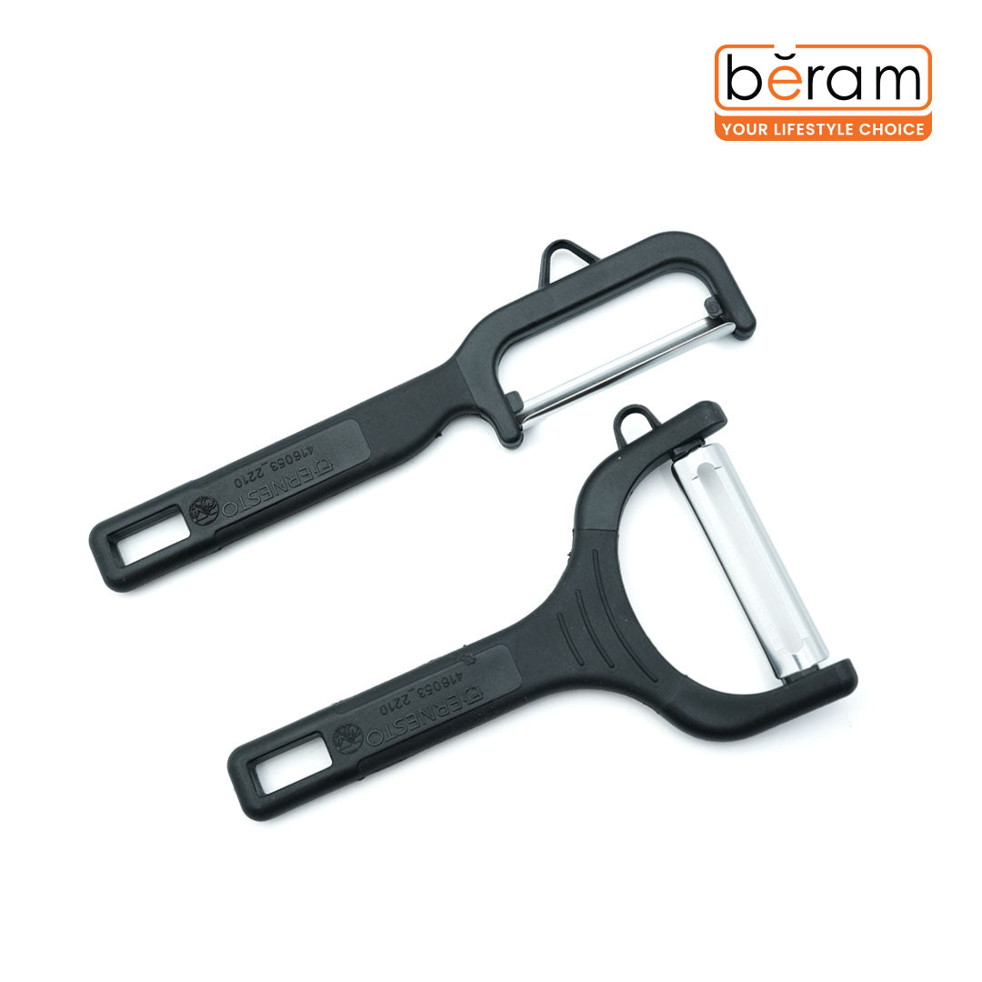 2-Piece Peeler Set, Ergonomic Handheld Peelers for Fruits & Vegetables BPA-Free Dishwasher Safe Includes Potato Eye Remover Sharp Blades for Effortless Peeling (Black)