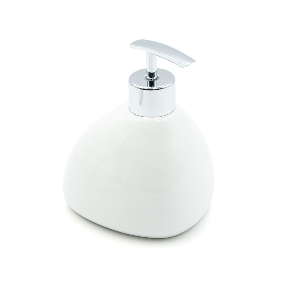 Beram 340ml Pear-Shaped Soap Dispenser Bathroom Accessory Glossy Ceramic Lotion Pump Bottle Elegant Countertop for Hand Soap Sanitizer or Shampoo Reusable Ceramic Dispenser (Plain Pear White)