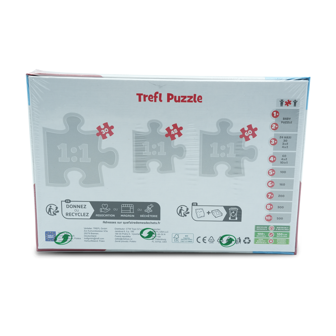 Trefl Peppa Pig 2-in-1 Puzzle + Sticks Set – Fun and Educational 30-Piece Jigsaw Puzzle with 6 Wooden Sticks for Kids 3+, Enhances Cognitive Skills, Hand-Eye Coordination, and Creativity