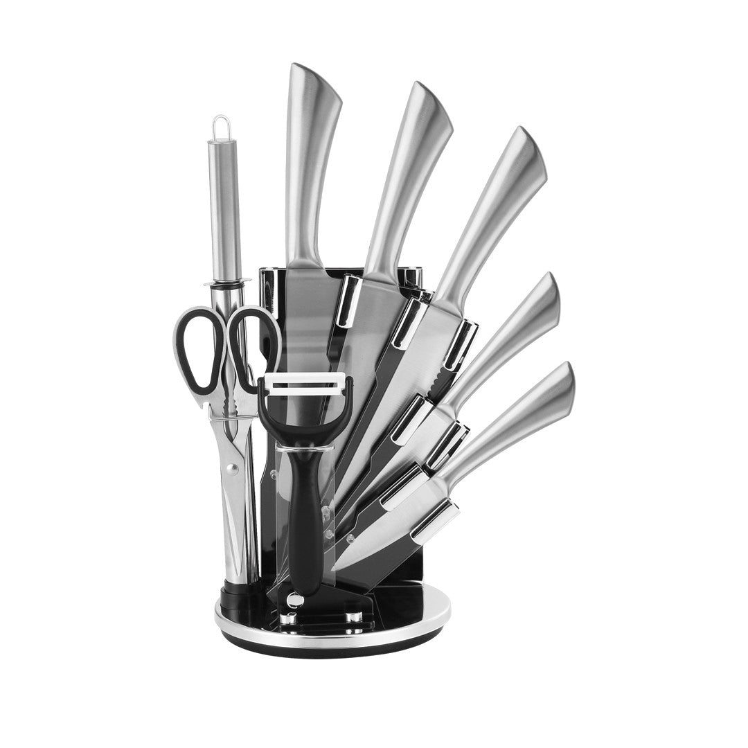 9 Pieces Kitchen Knife Set with Spinning Block
