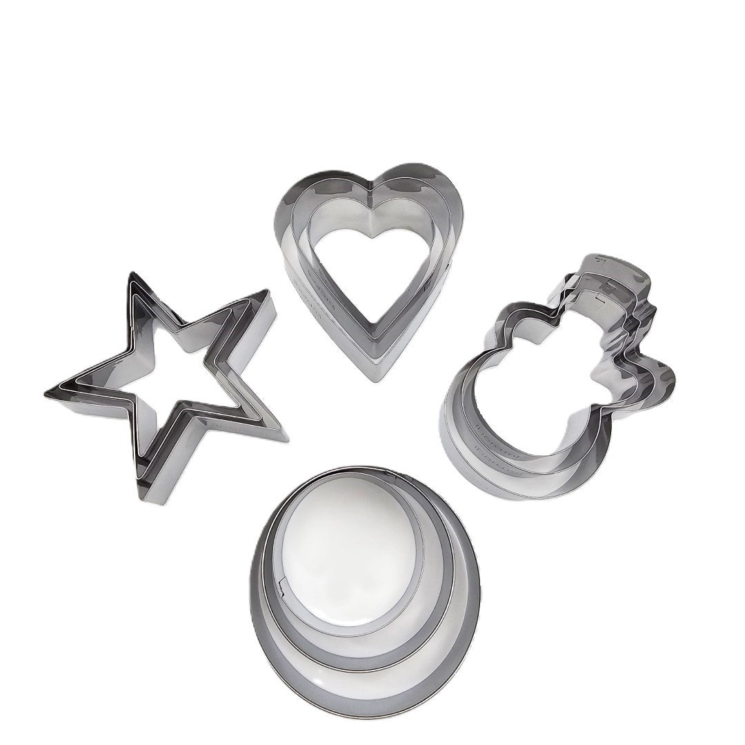Biscuit and Cookie Cutter Stainless Steel Mould - 12 Pieces