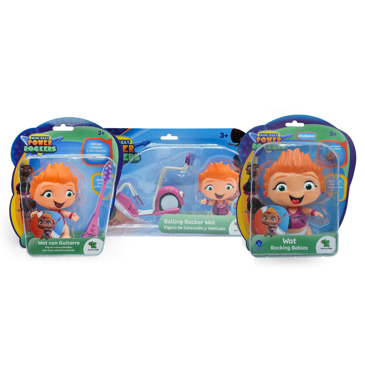 Toy Plus Mini Beat Power Rockers Wat Super Set – 3-Pack: Wat with Guitar, Rolling Rocker Wat Motorcycle Playset & Wat Rocking Babies Sound-Motion Doll – Discovery Kids Collectible Musical Toy Set for Kids Ages 3+