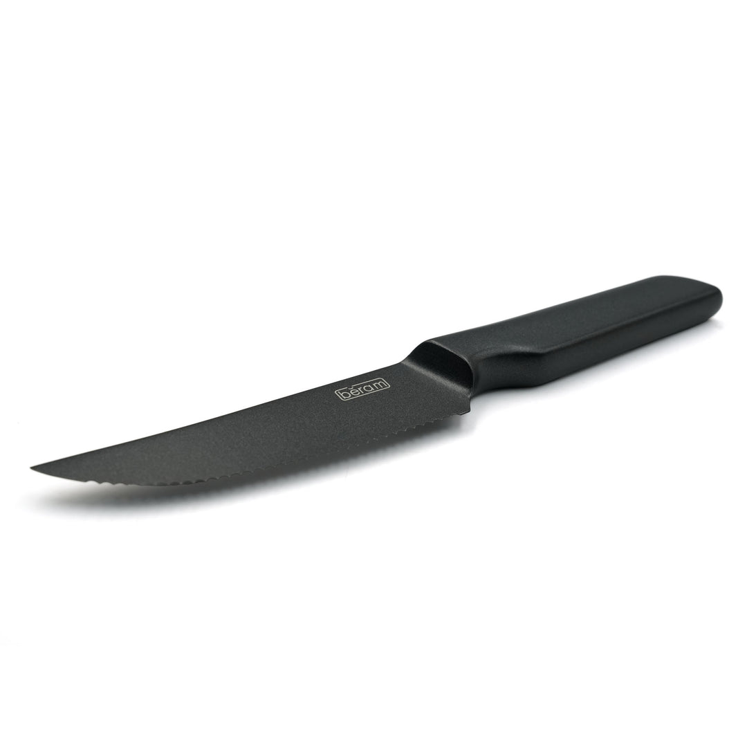 BERAM 4.5 Inch Steak Knife Titanium Black Coated 3CR13Stainless Steel Serrated Blade with SS430 Handle Stylish Durable Sharp Knife for Effortless Slicing Steaks Meats