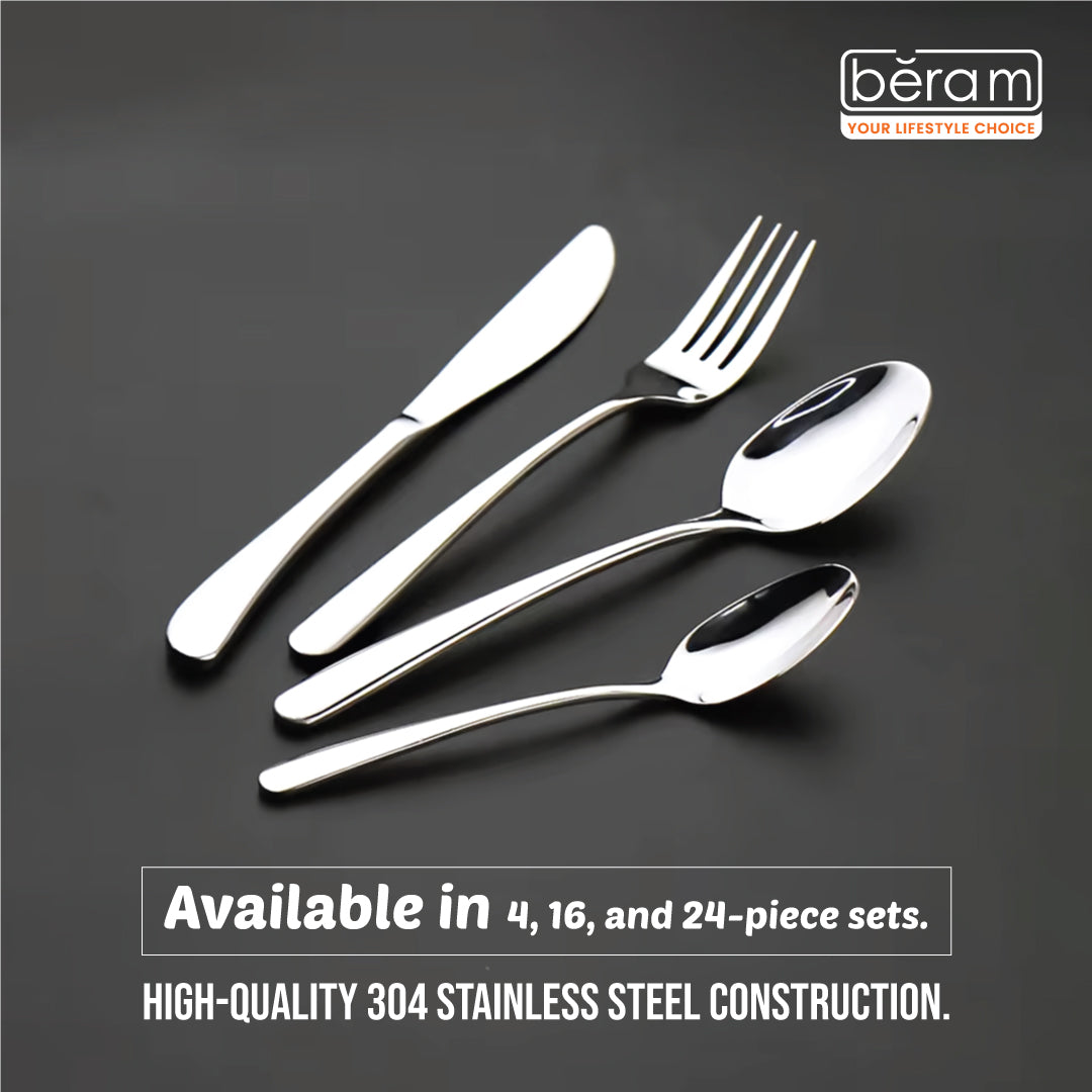 Stainless Edge Cutlery Set of 4, 16 & 24