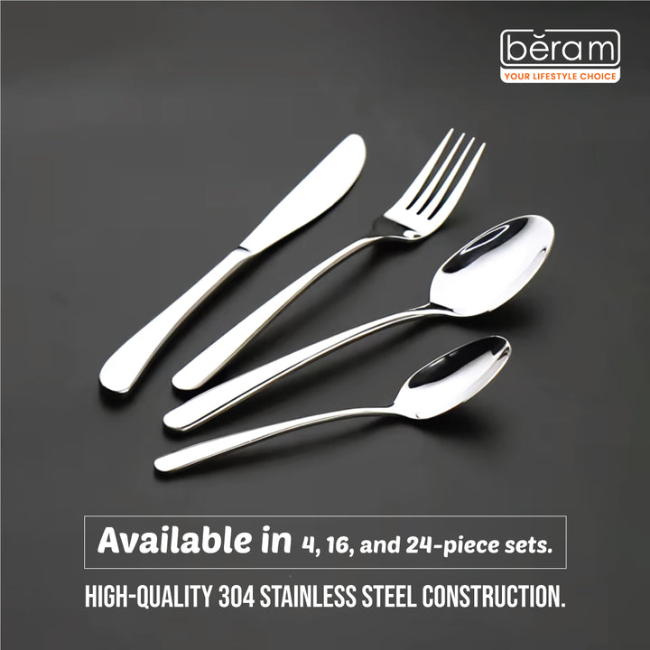 Stainless Edge Cutlery Set of 4, 16 & 24