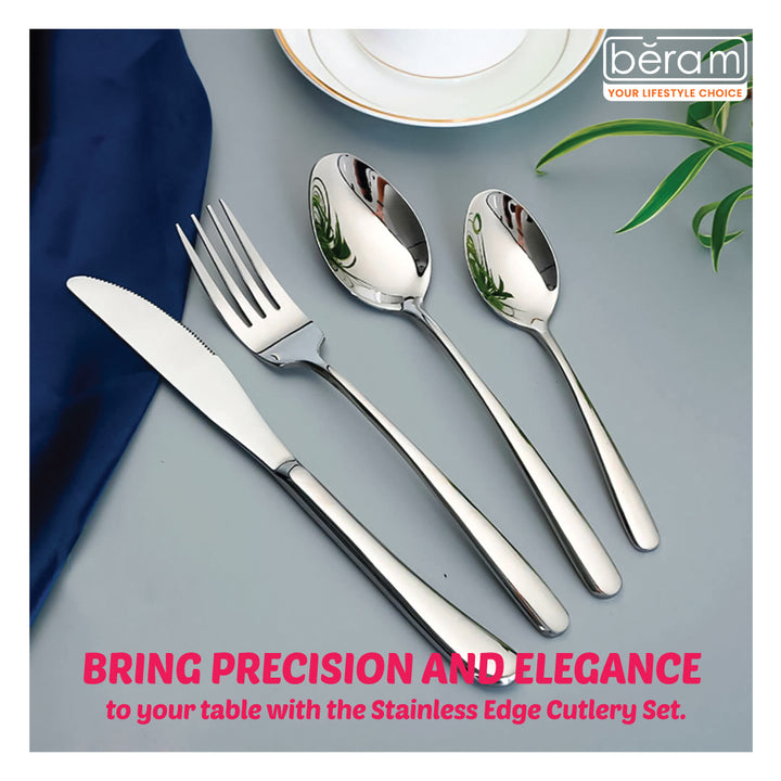 Stainless Edge Cutlery Set of 4, 16 & 24