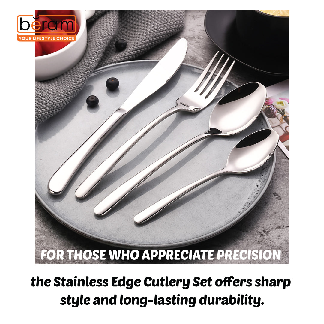 Stainless Edge Cutlery Set of 4, 16 & 24