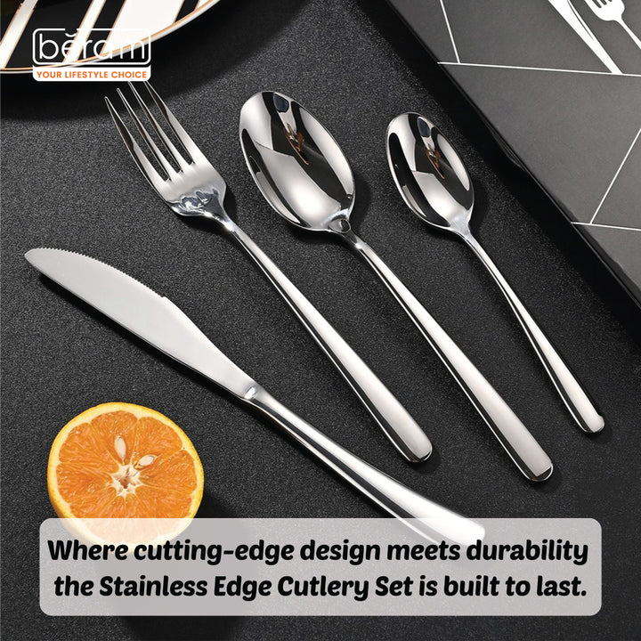Stainless Edge Cutlery Set of 4, 16 & 24