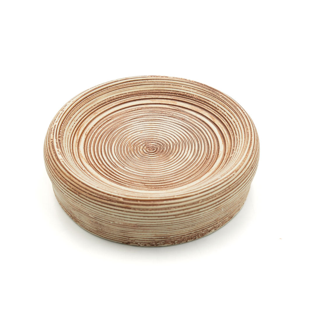 Beram 5PCS Brown Ceramic Bathroom Kitchen Accessory Set Natural Textured Design with Soap Dispenser brush Holder Tumbler Multifunction Holder & Soap Dish Rustic Boho Style (5PCS Set)