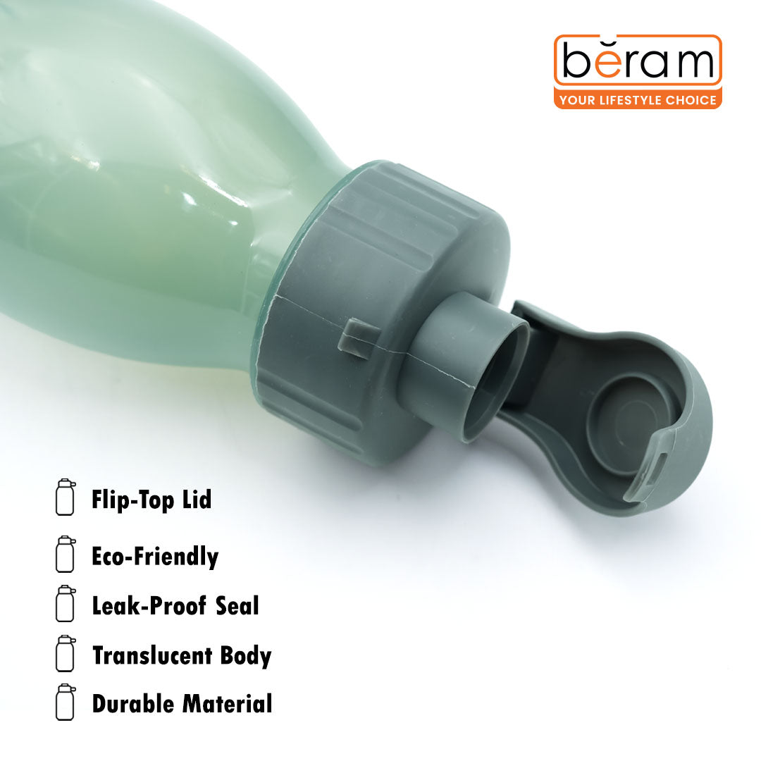 Beram 700ml BPA-Free Water Bottle for Gym, School & Office, Leakproof Flip Cap Sports Bottle for Cold Drinks, Lightweight, Reusable & Travel-Friendly Plastic Bottle, Non-Toxic & Eco-Friendly (Green)