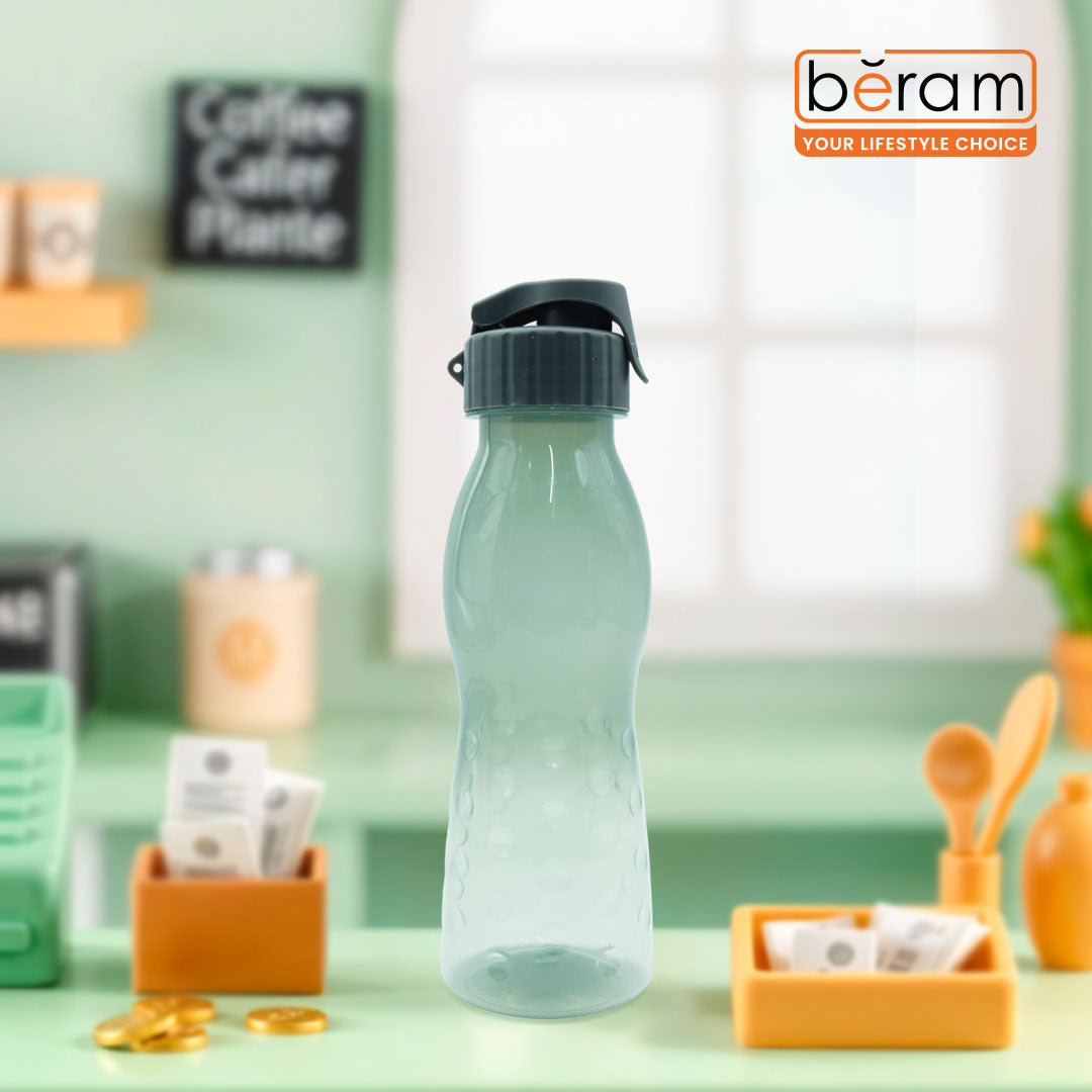 Beram 700ml BPA-Free Water Bottle for Gym, School & Office, Leakproof Flip Cap Sports Bottle for Cold Drinks, Lightweight, Reusable & Travel-Friendly Plastic Bottle, Non-Toxic & Eco-Friendly (Green)