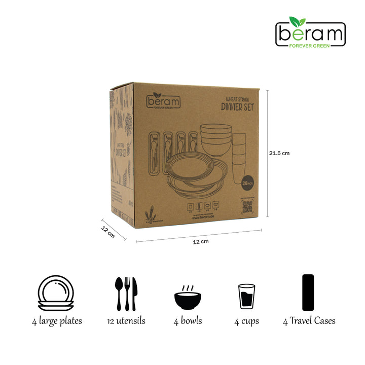 Wheat Straw 28 Piece Tableware Set