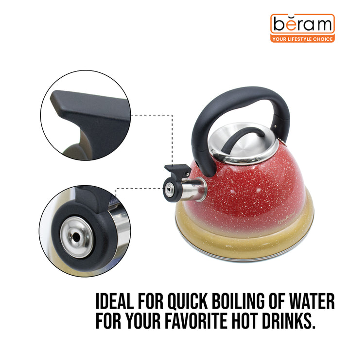 Haus Roland Stainless Steel Tea Kettle, Whistling Teapot, 3.5L Capacity, Suitable for Induction, Gas Stove, Construction, Glitter Finish, Fast Boiling Kitchen Utensil