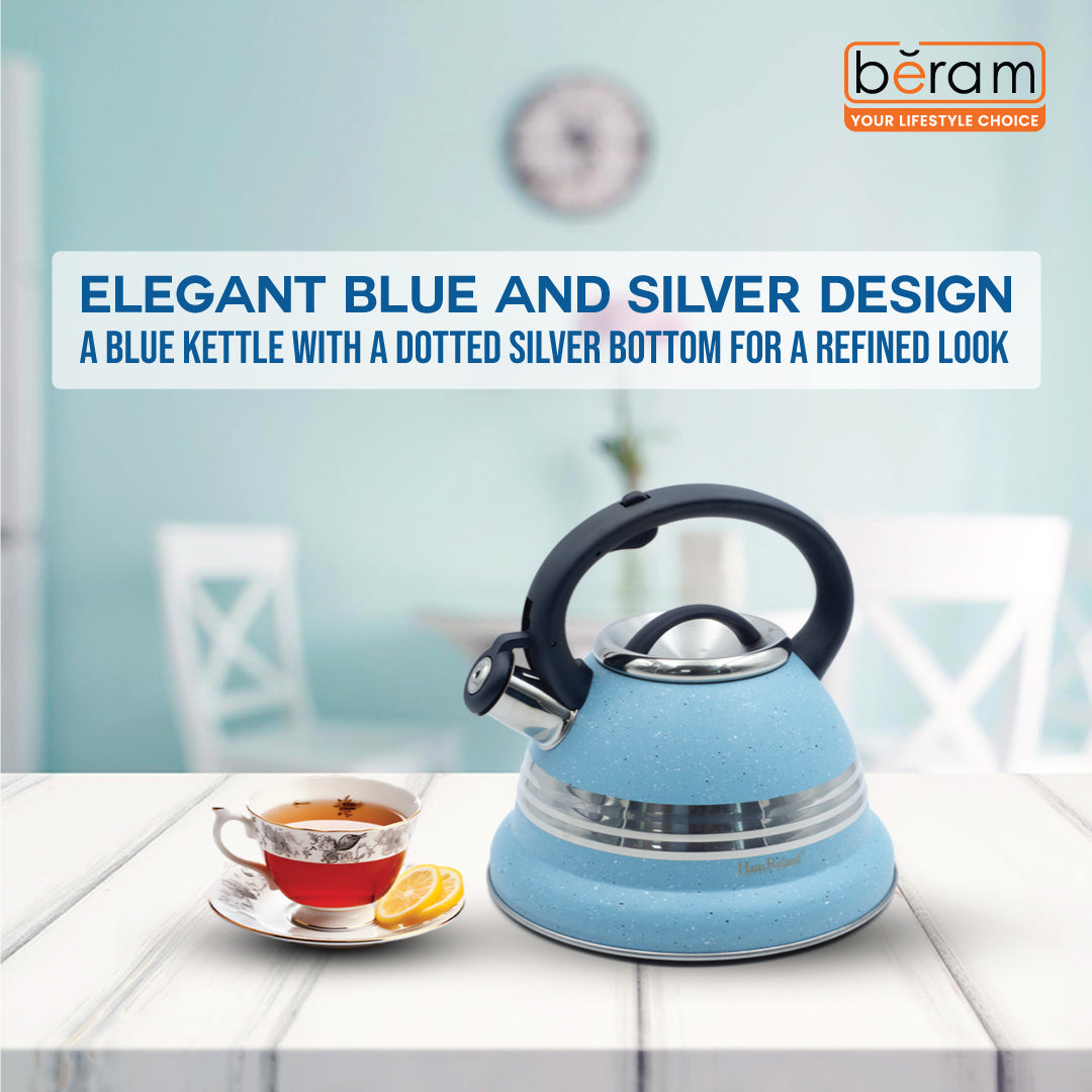 Dotted Whistling Kettle with Single Silver Stripe