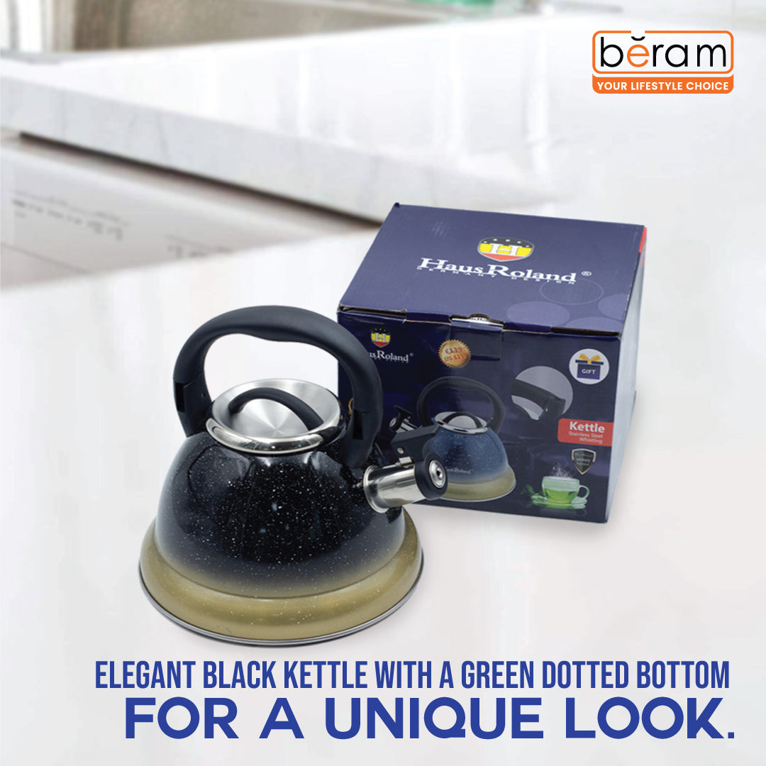 Haus Roland Stainless Steel Tea Kettle, Whistling Teapot, 3.5L Capacity, Suitable for Induction, Gas Stove, Construction, Glitter Finish, Fast Boiling Kitchen Utensil