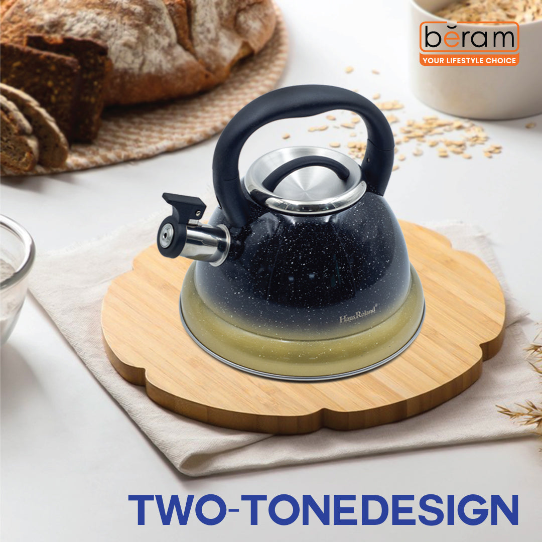 Haus Roland Stainless Steel Tea Kettle, Whistling Teapot, 3.5L Capacity, Suitable for Induction, Gas Stove, Construction, Glitter Finish, Fast Boiling Kitchen Utensil