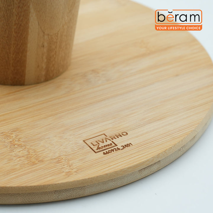 Beram Bamboo Serving Tray 30cm Round for Dining Table Cheese Board Snack Platter Charcuterie Server Kitchen Party Display Eco Friendly Bamboo Stand Pizza Dessert Fruits