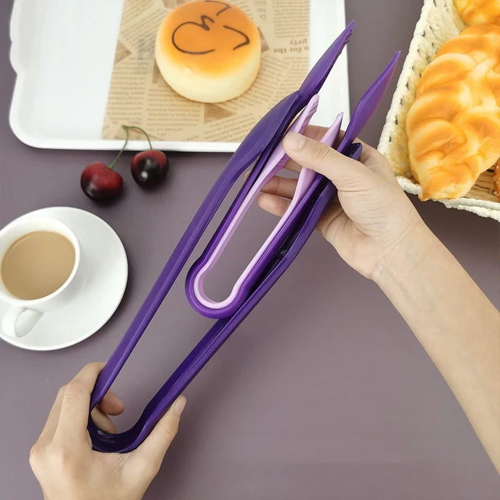 BERAM Plastic Kitchen Tongs Set of 3 Food Serving and BBQ Tongs for Bread Salad Fruit Buffet and Grilling Durable BPA Free Reusable Utility Tongs for Home Party and Daily Use