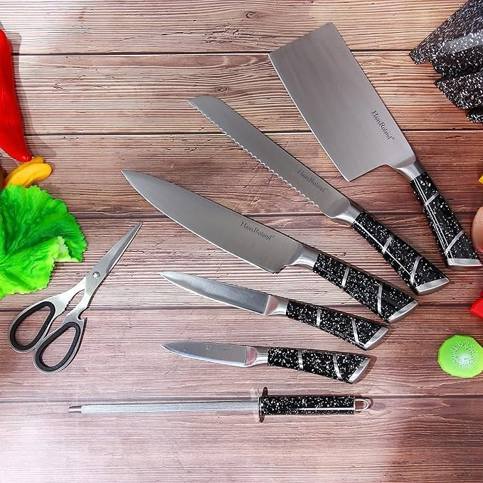 8 Pieces Kitchen Knife & Utensil Set with Steel Handles