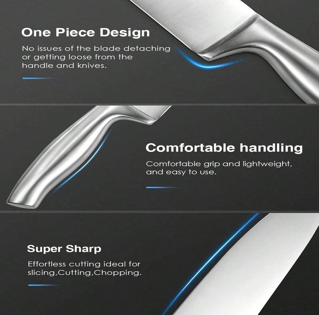 8 Pieces Steel Knife Set Wooden Block