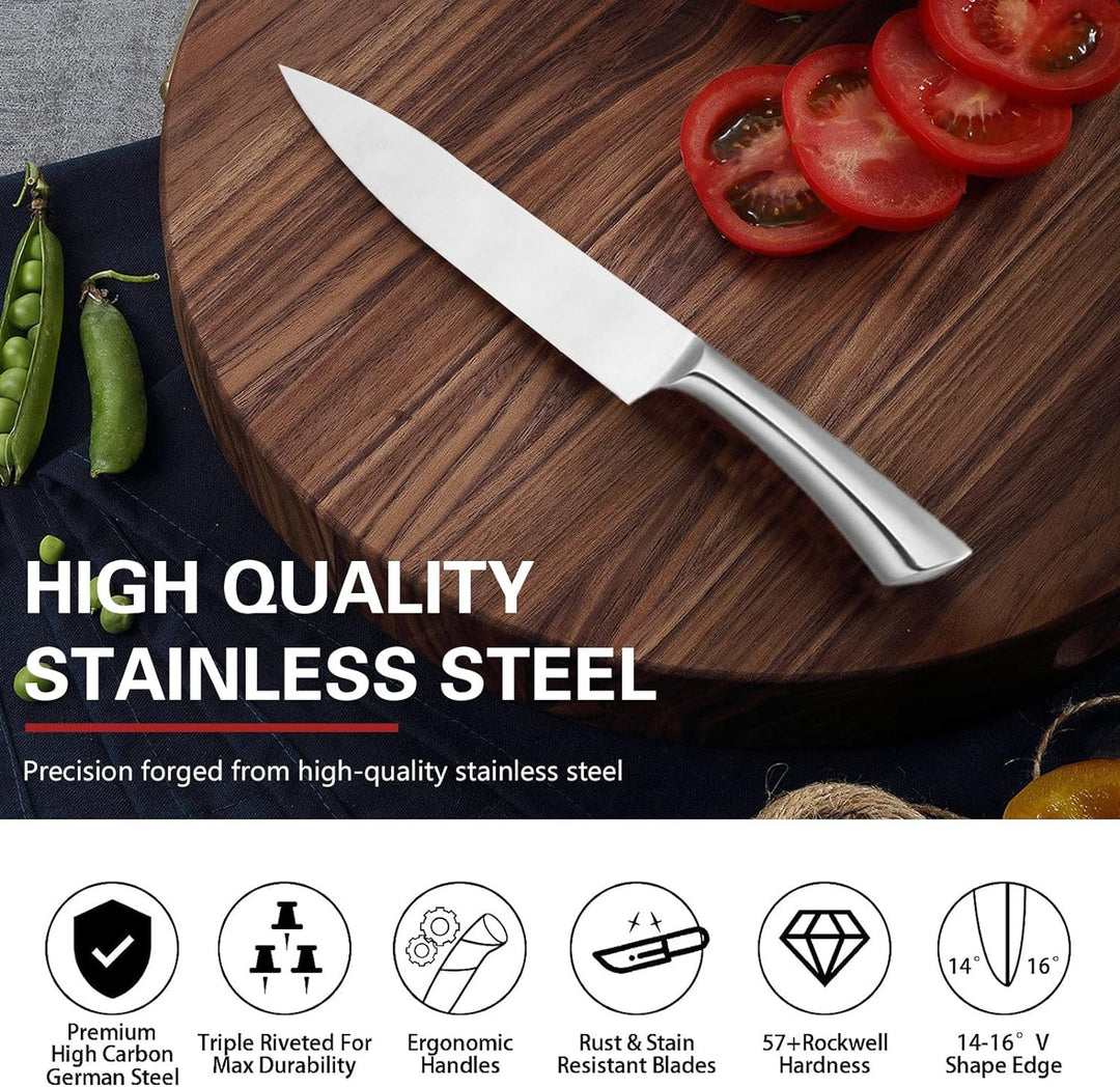 9 Pieces Kitchen Knife Set with Spinning Block