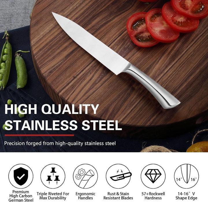 9 Pieces Kitchen Knife Set with Spinning Block
