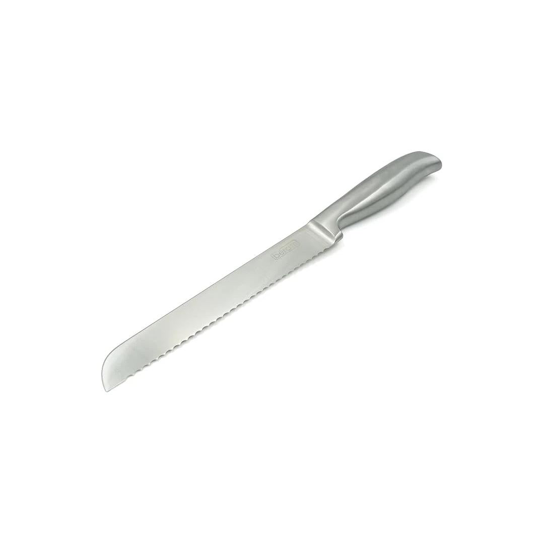 BERAM 8 Inch Bread Knife, Stainless Steel Serrated Blade with Hollow Stainless Steel Handle, Precision Serration for Effortless Slicing, Durable and Stylish Kitchen Knife for Bread and Baked Goods