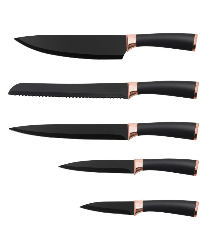 6 pieces Black and Rose Gold Knife Set